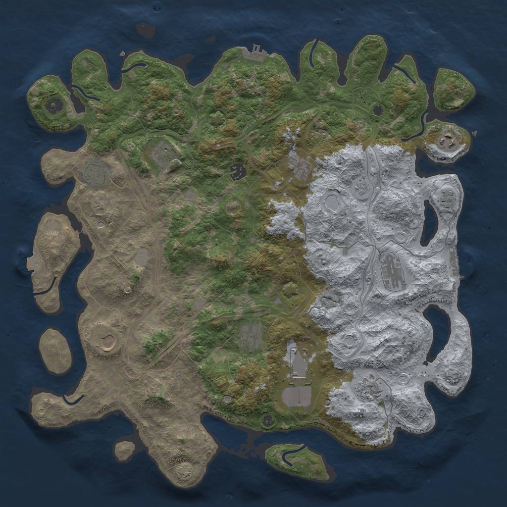 Rust Map: Procedural Map, Size: 4500, Seed: 991364609, 19 Monuments
