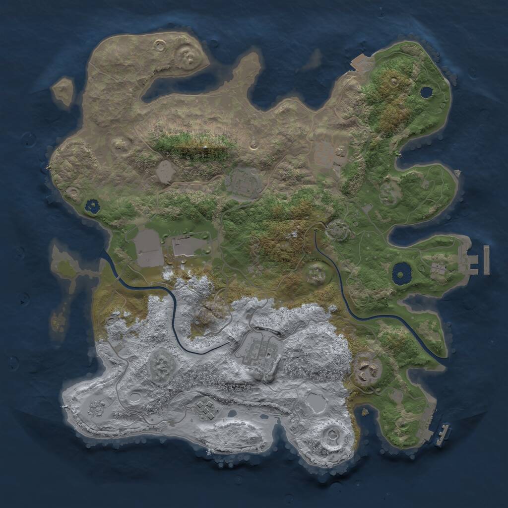 Rust Map: Procedural Map, Size: 3500, Seed: 199221, 12 Monuments