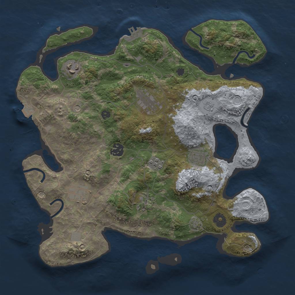 Rust Map: Procedural Map, Size: 3300, Seed: 1455326631, 14 Monuments