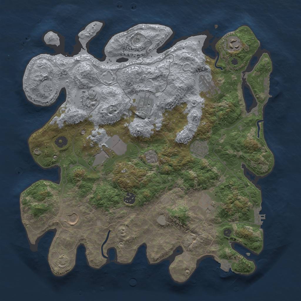 Rust Map: Procedural Map, Size: 3800, Seed: 27621953, 18 Monuments