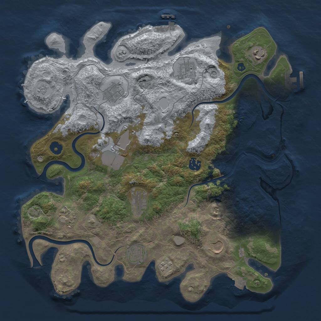 Rust Map: Procedural Map, Size: 3800, Seed: 27621953, 16 Monuments