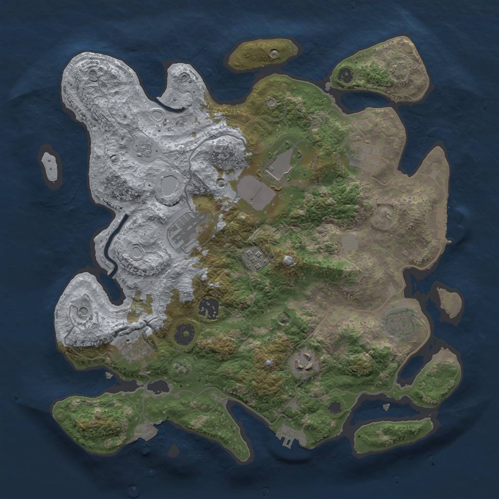 Rust Map: Procedural Map, Size: 3500, Seed: 727888231, 16 Monuments