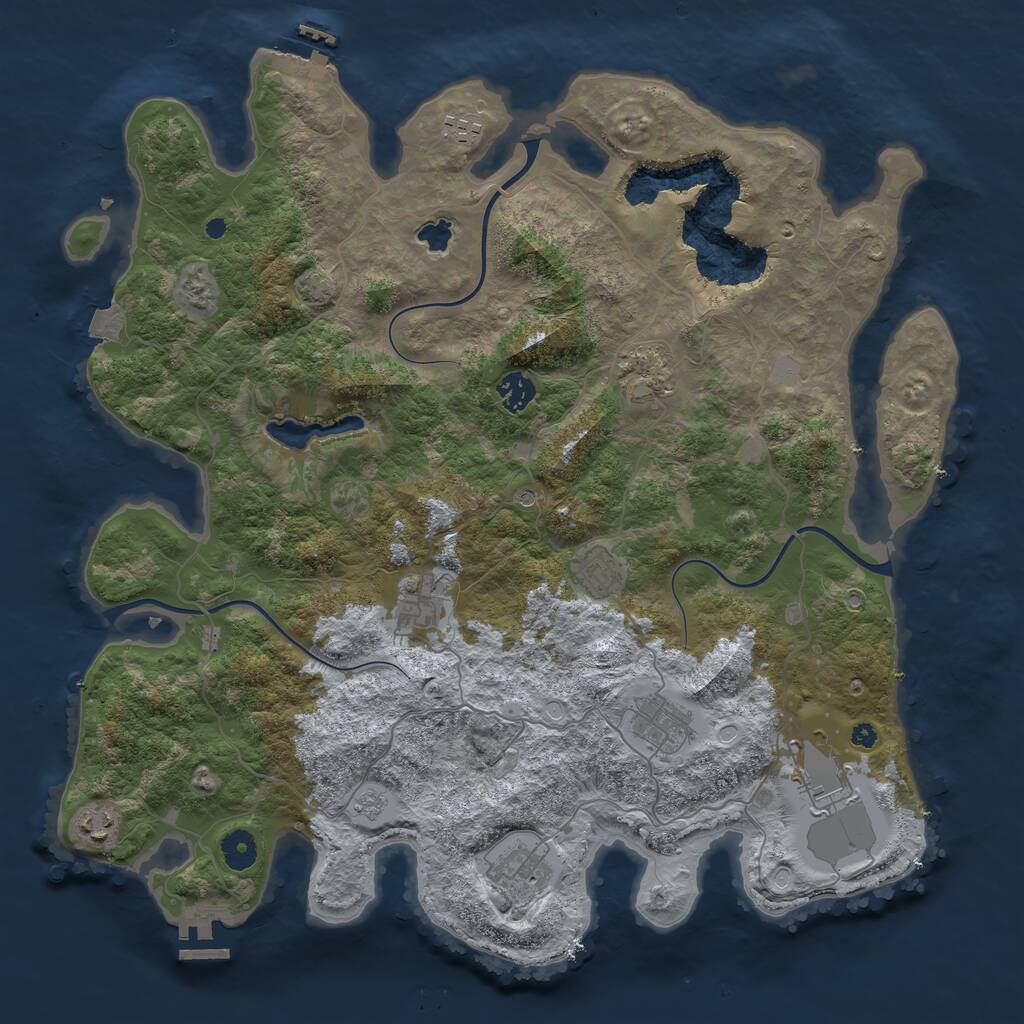 Rust Map: Procedural Map, Size: 4096, Seed: 1147948340, 15 Monuments