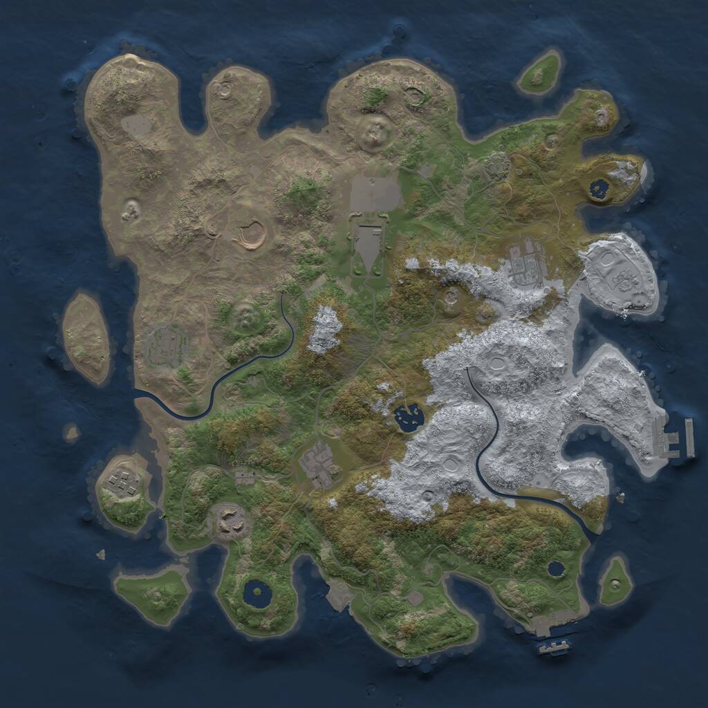 Rust Map: Procedural Map, Size: 3700, Seed: 18681375, 14 Monuments