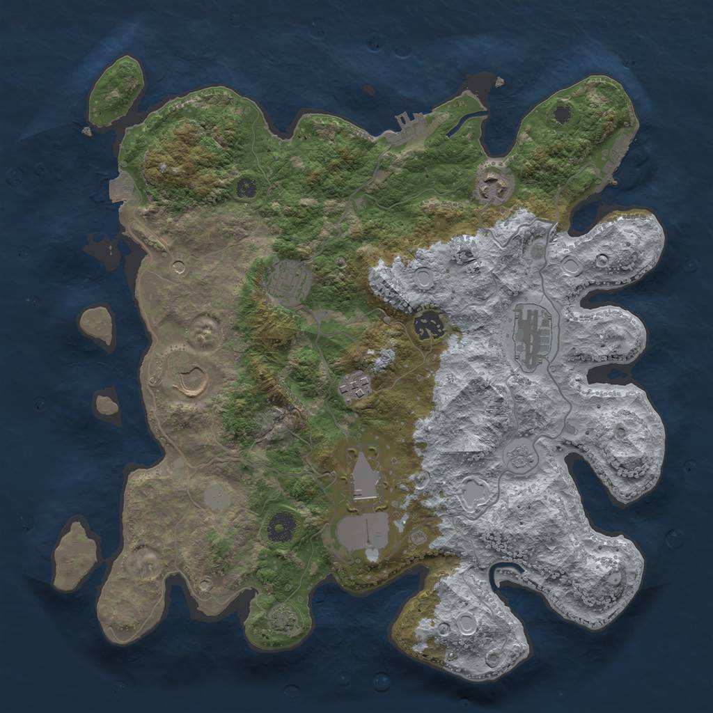 Rust Map: Procedural Map, Size: 3600, Seed: 129504, 15 Monuments