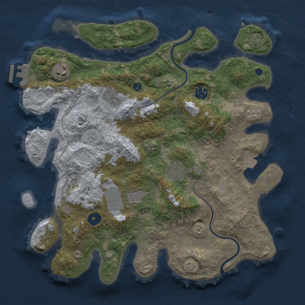 Rust Map: Procedural Map, Size: 3500, Seed: 551112168, 11 Monuments