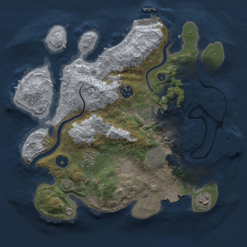 Rust Map: Procedural Map, Size: 3000, Seed: 472284450, 11 Monuments
