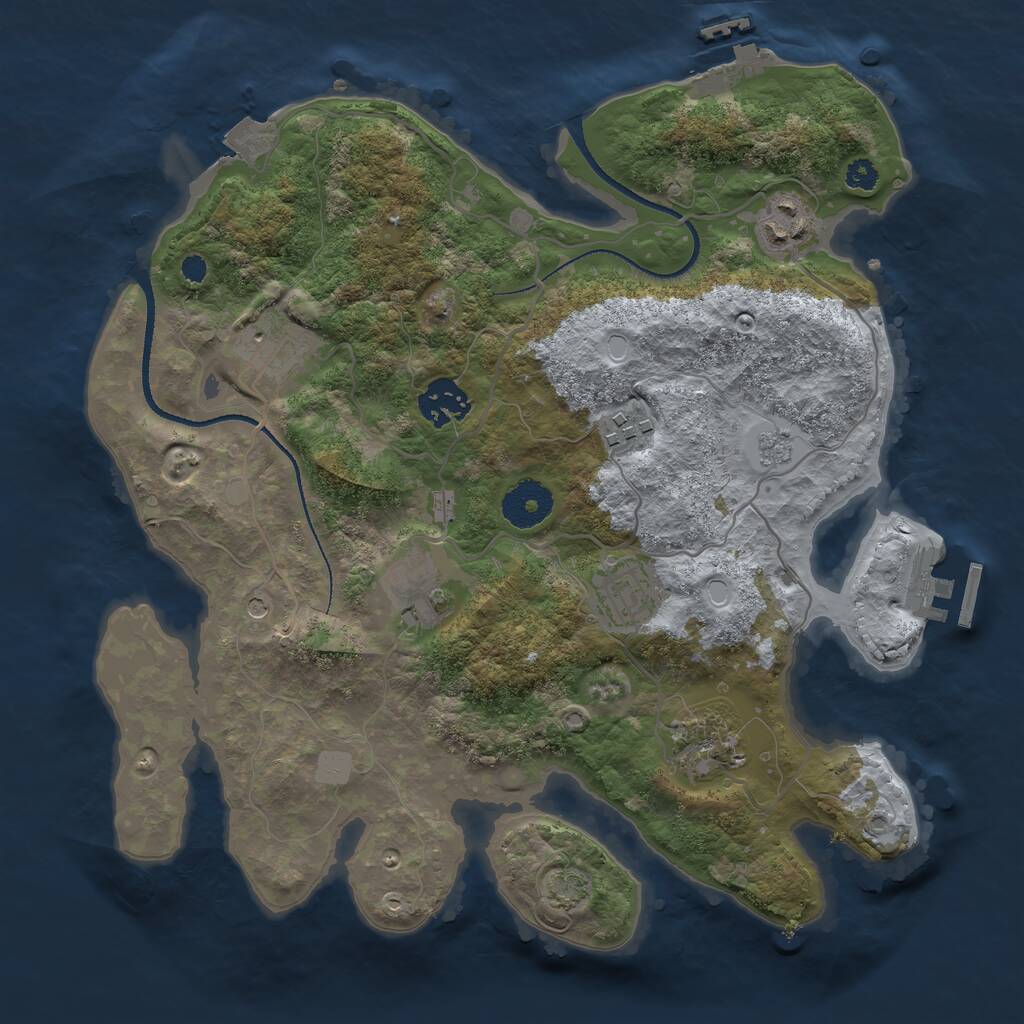 Rust Map: Procedural Map, Size: 3200, Seed: 55453076, 13 Monuments