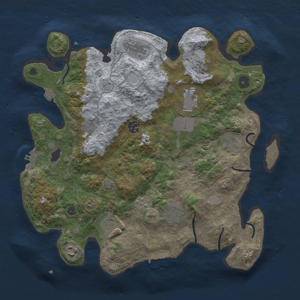 Rust Map: Procedural Map, Size: 3700, Seed: 1095946274, 18 Monuments