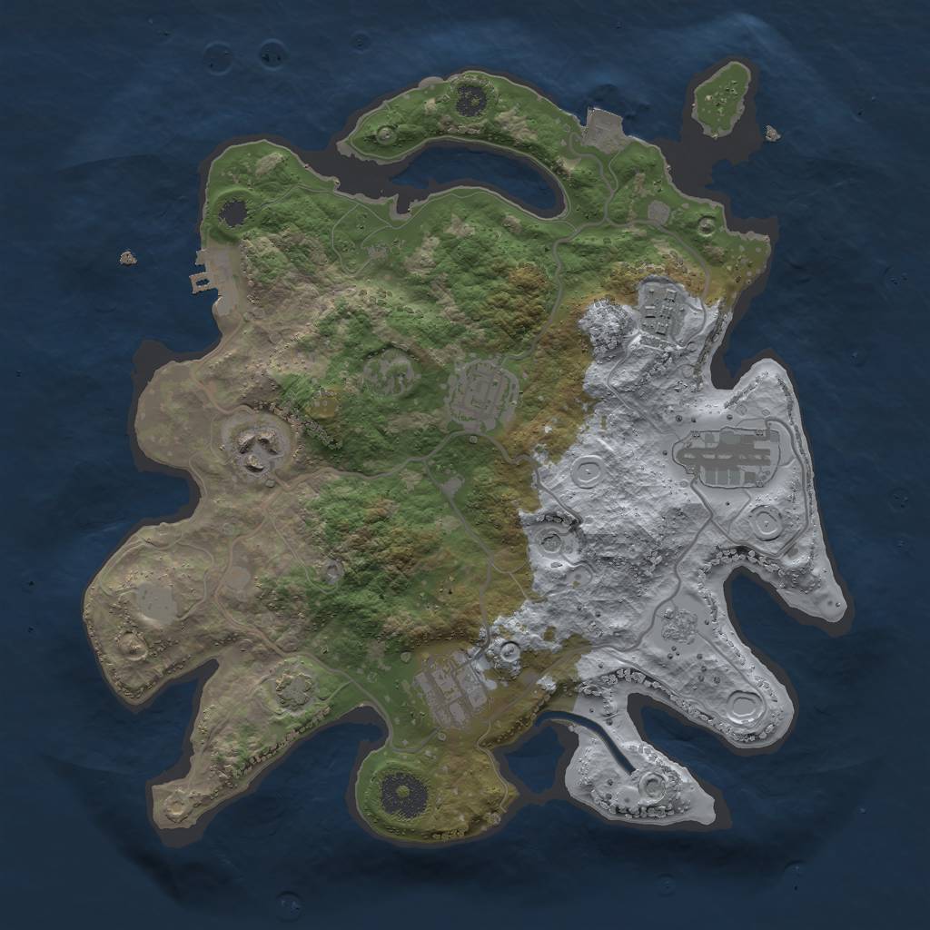 Rust Map: Procedural Map, Size: 3000, Seed: 344019825, 12 Monuments