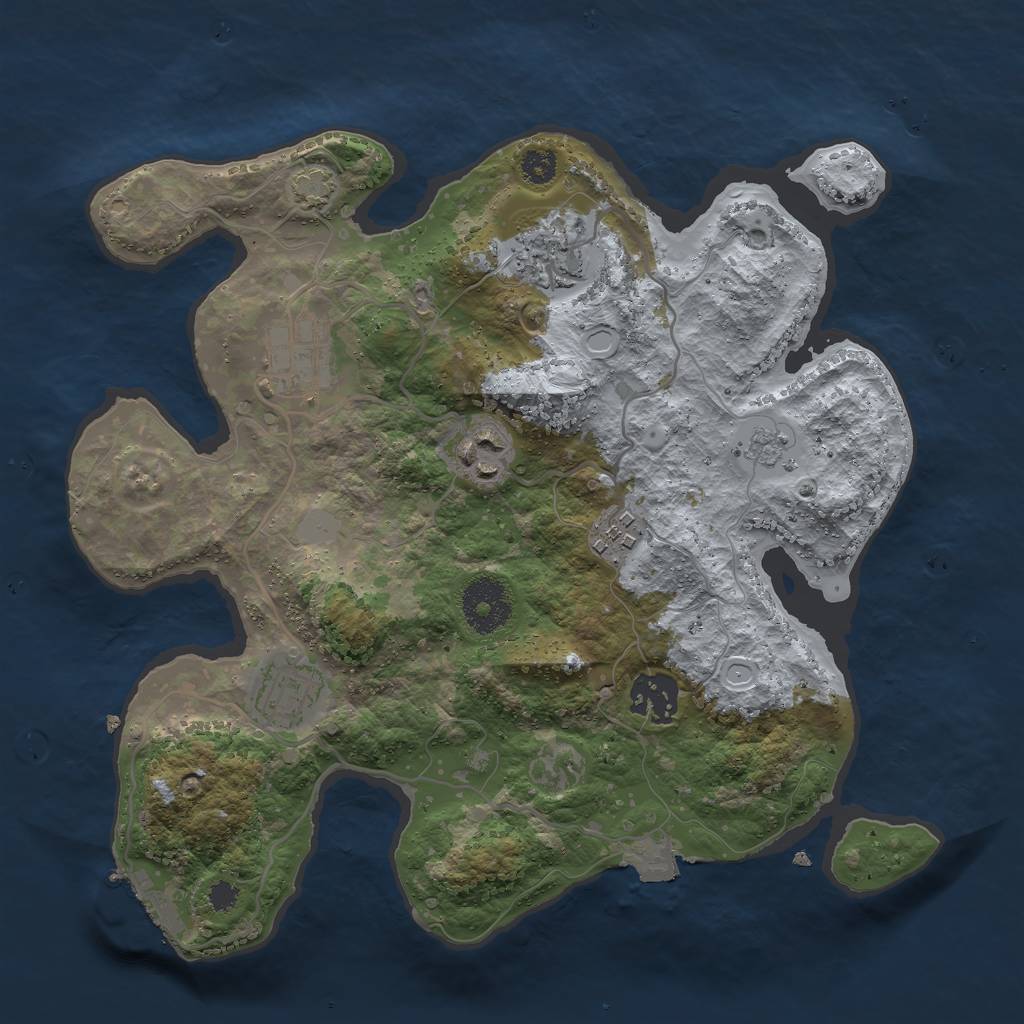 Rust Map: Procedural Map, Size: 3000, Seed: 1490664994, 12 Monuments