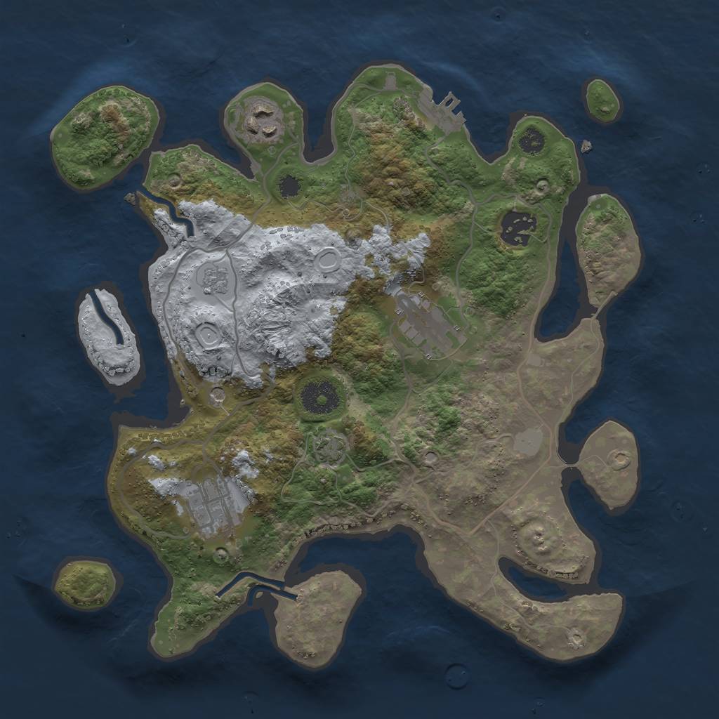Rust Map: Procedural Map, Size: 3000, Seed: 386024790, 11 Monuments