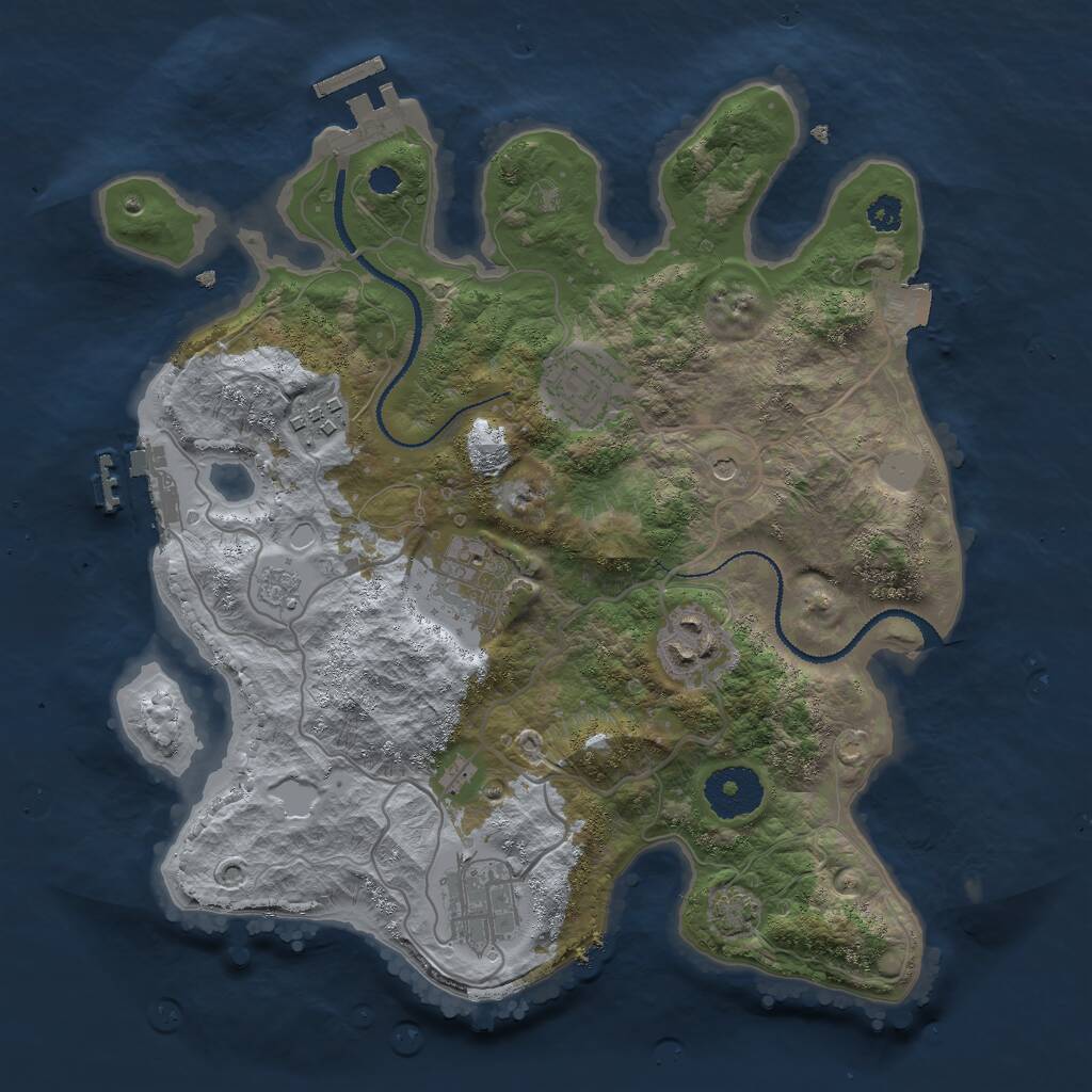 Rust Map: Procedural Map, Size: 3000, Seed: 404539895, 11 Monuments