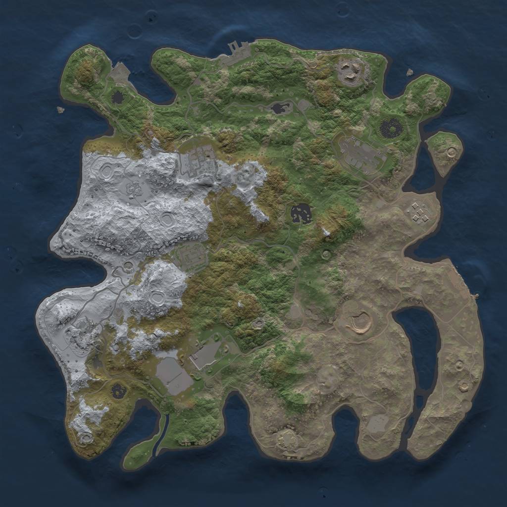 Rust Map: Procedural Map, Size: 3500, Seed: 29676, 17 Monuments