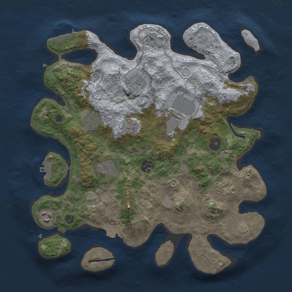 Rust Map: Procedural Map, Size: 3500, Seed: 326546, 16 Monuments