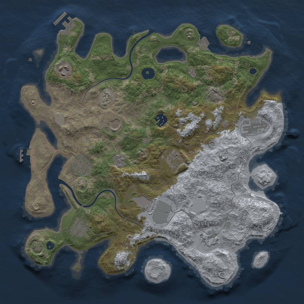 Rust Map: Procedural Map, Size: 3700, Seed: 24176633, 16 Monuments