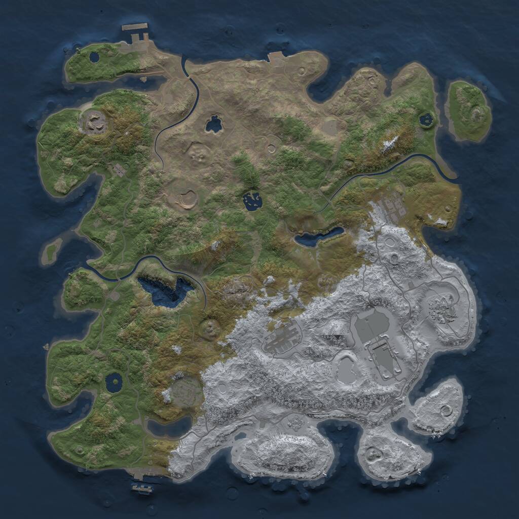 Rust Map: Procedural Map, Size: 4100, Seed: 58296118, 13 Monuments