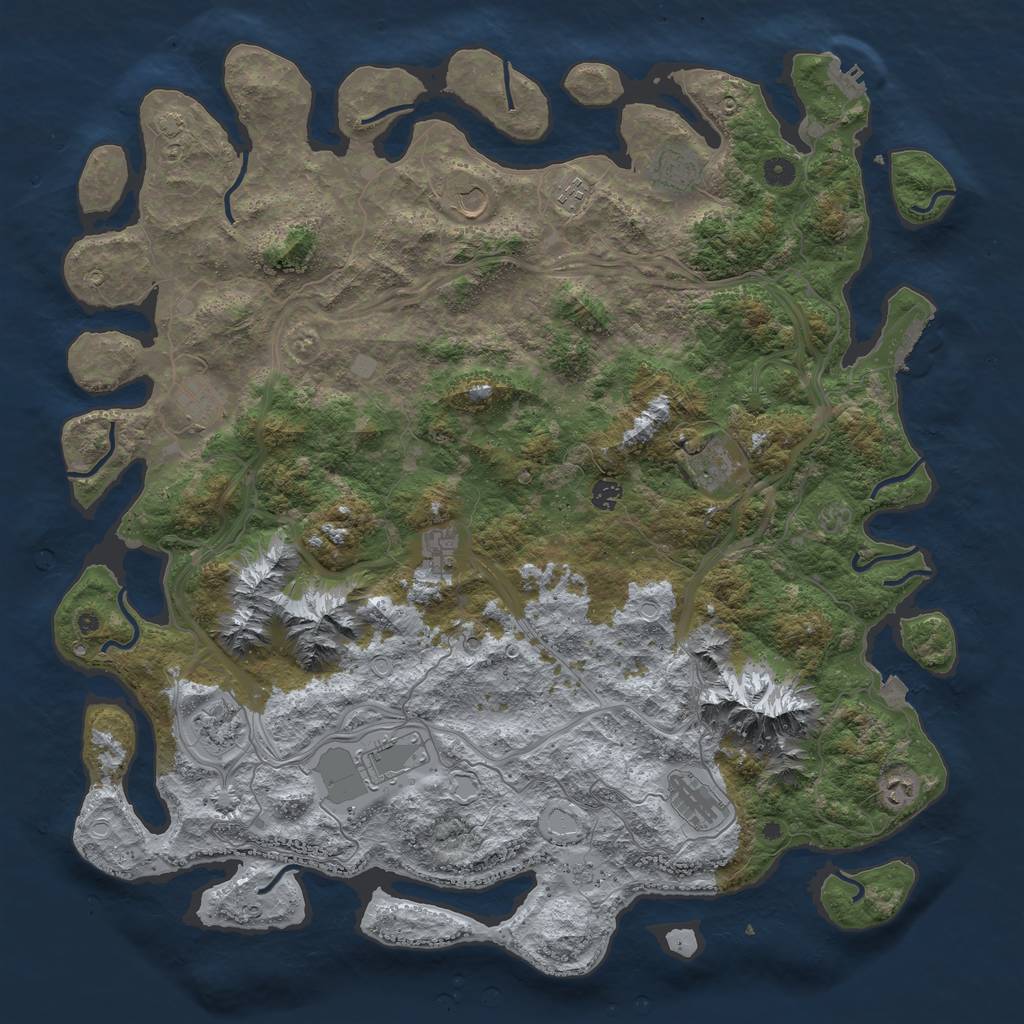 Rust Map: Procedural Map, Size: 5000, Seed: 1593932163, 19 Monuments