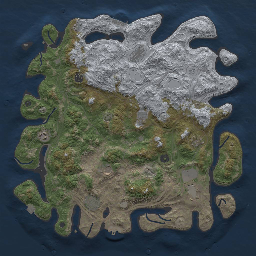 Rust Map: Procedural Map, Size: 4250, Seed: 1222444446, 17 Monuments