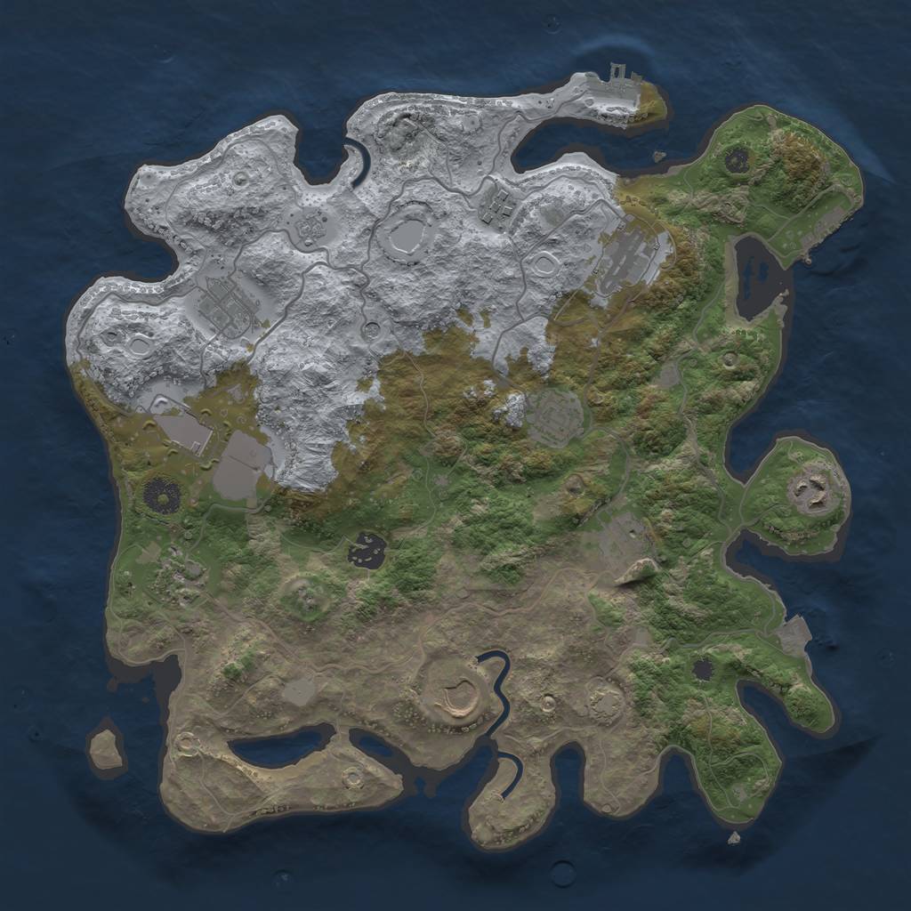 Rust Map: Procedural Map, Size: 3650, Seed: 91691532, 18 Monuments