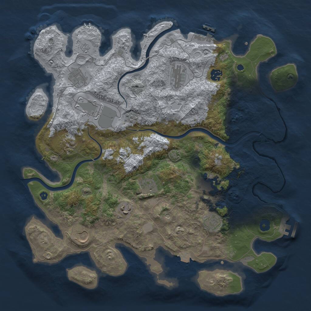 Rust Map: Procedural Map, Size: 3950, Seed: 57636108, 17 Monuments