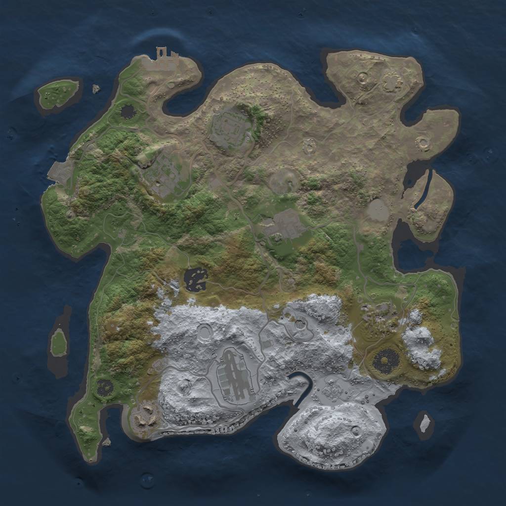 Rust Map: Procedural Map, Size: 3000, Seed: 648360188, 14 Monuments