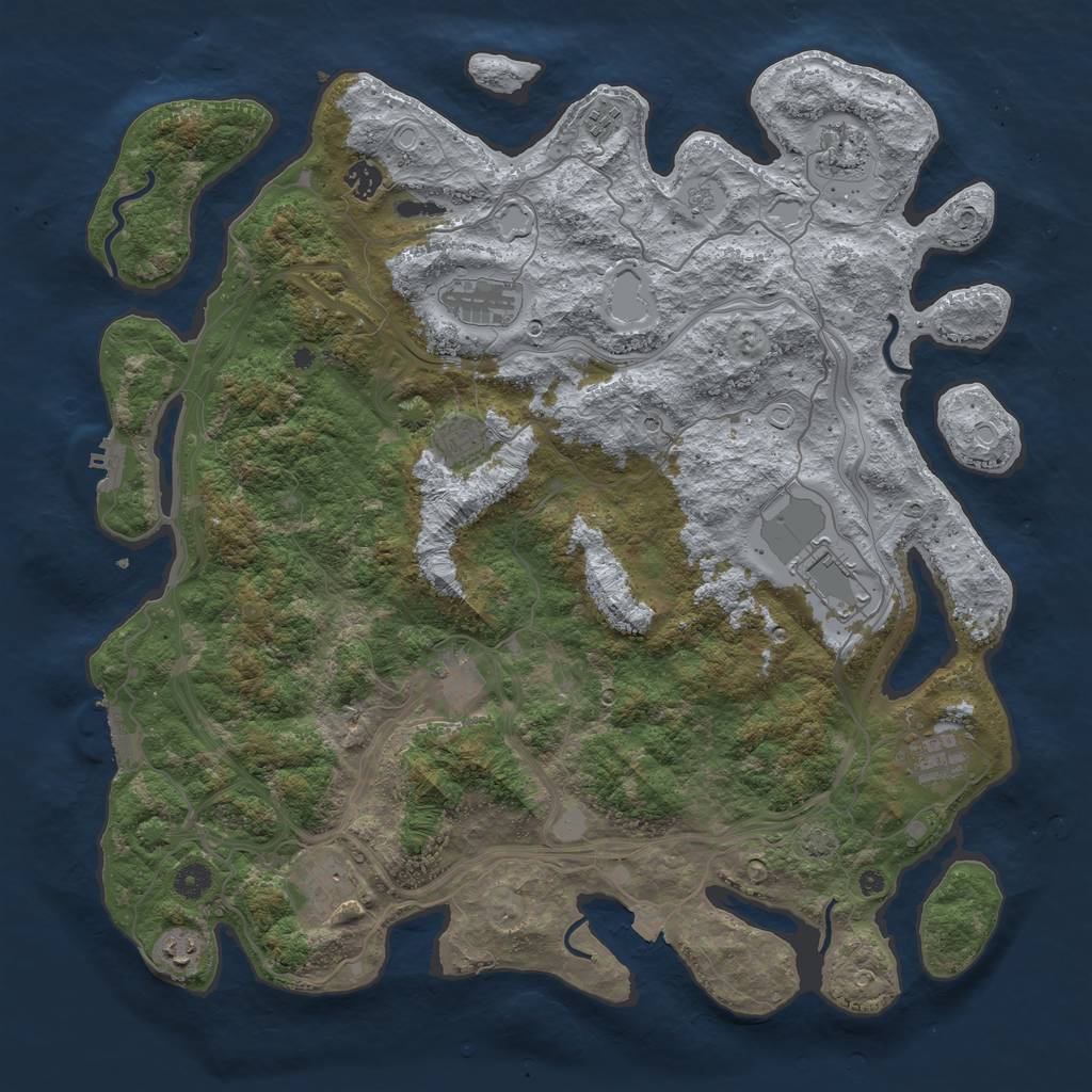 Rust Map: Procedural Map, Size: 4500, Seed: 1494405913, 18 Monuments
