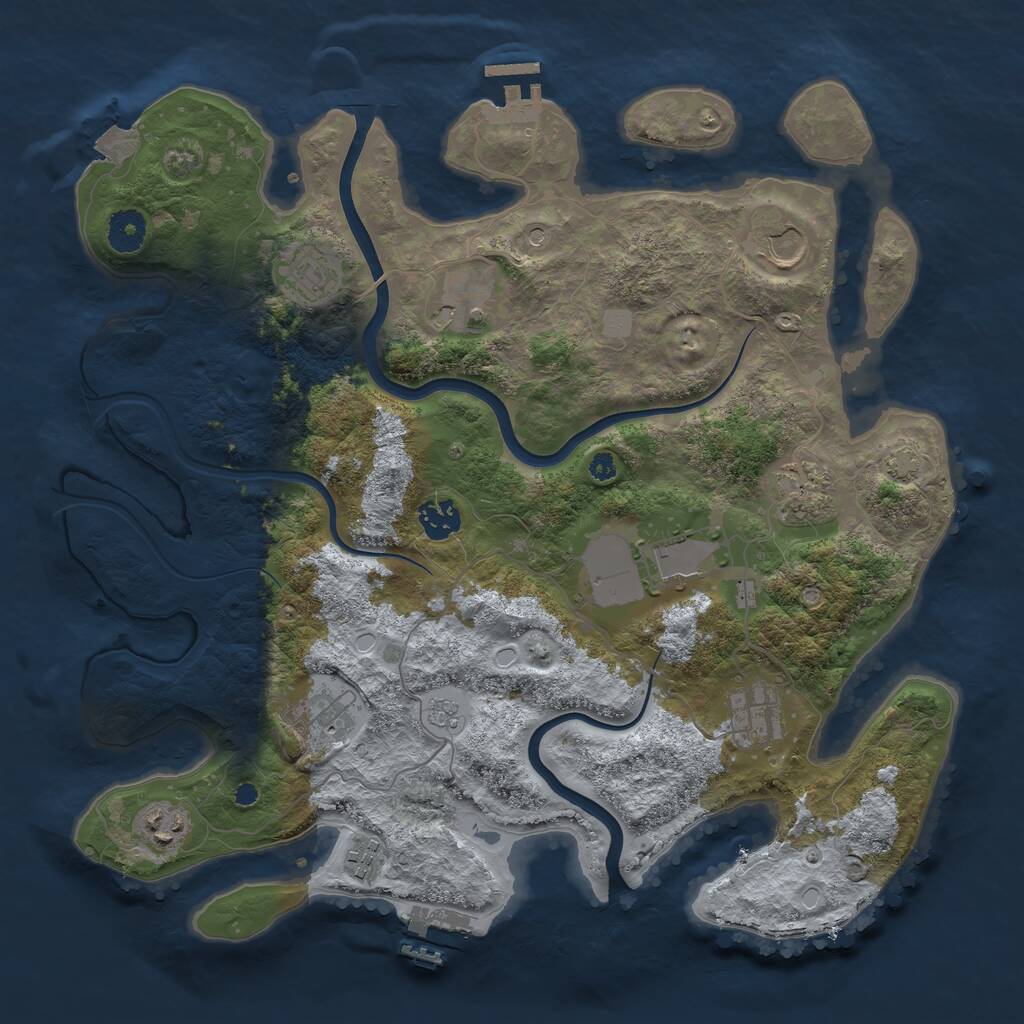 Rust Map: Procedural Map, Size: 3750, Seed: 1201776472, 16 Monuments