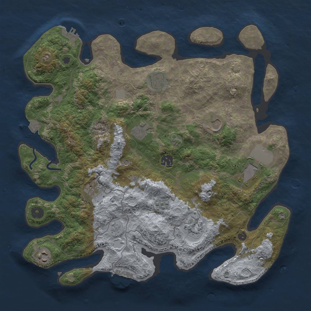 Rust Map: Procedural Map, Size: 3750, Seed: 1201776472, 17 Monuments