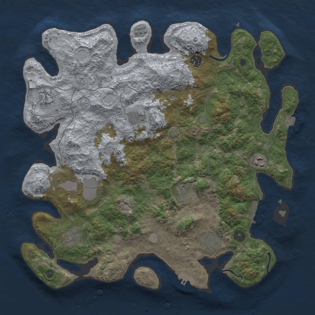 Rust Map: Procedural Map, Size: 4000, Seed: 1677282093, 17 Monuments