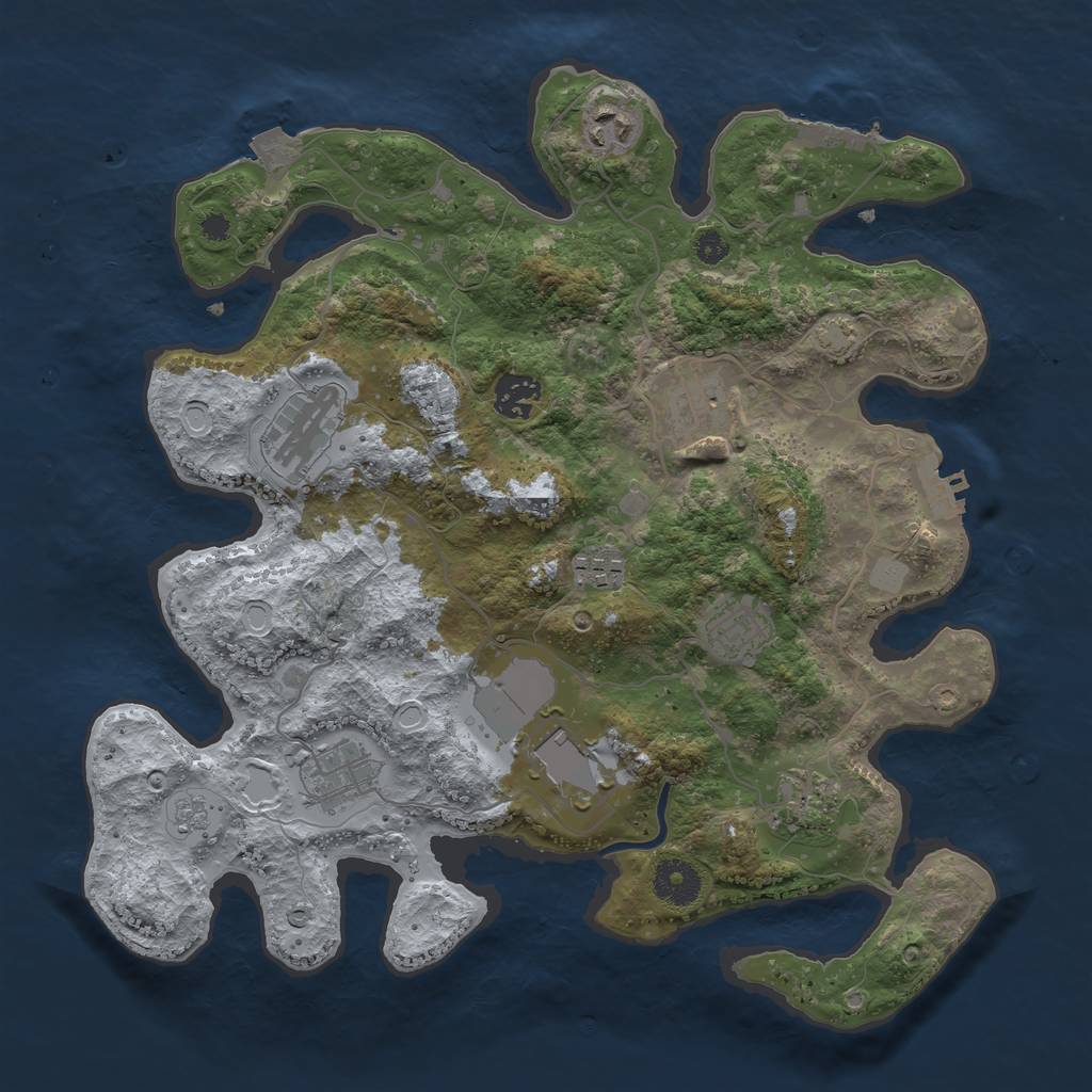 Rust Map: Procedural Map, Size: 3500, Seed: 98100110, 16 Monuments