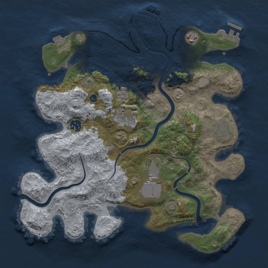Rust Map: Procedural Map, Size: 3500, Seed: 98100110, 12 Monuments
