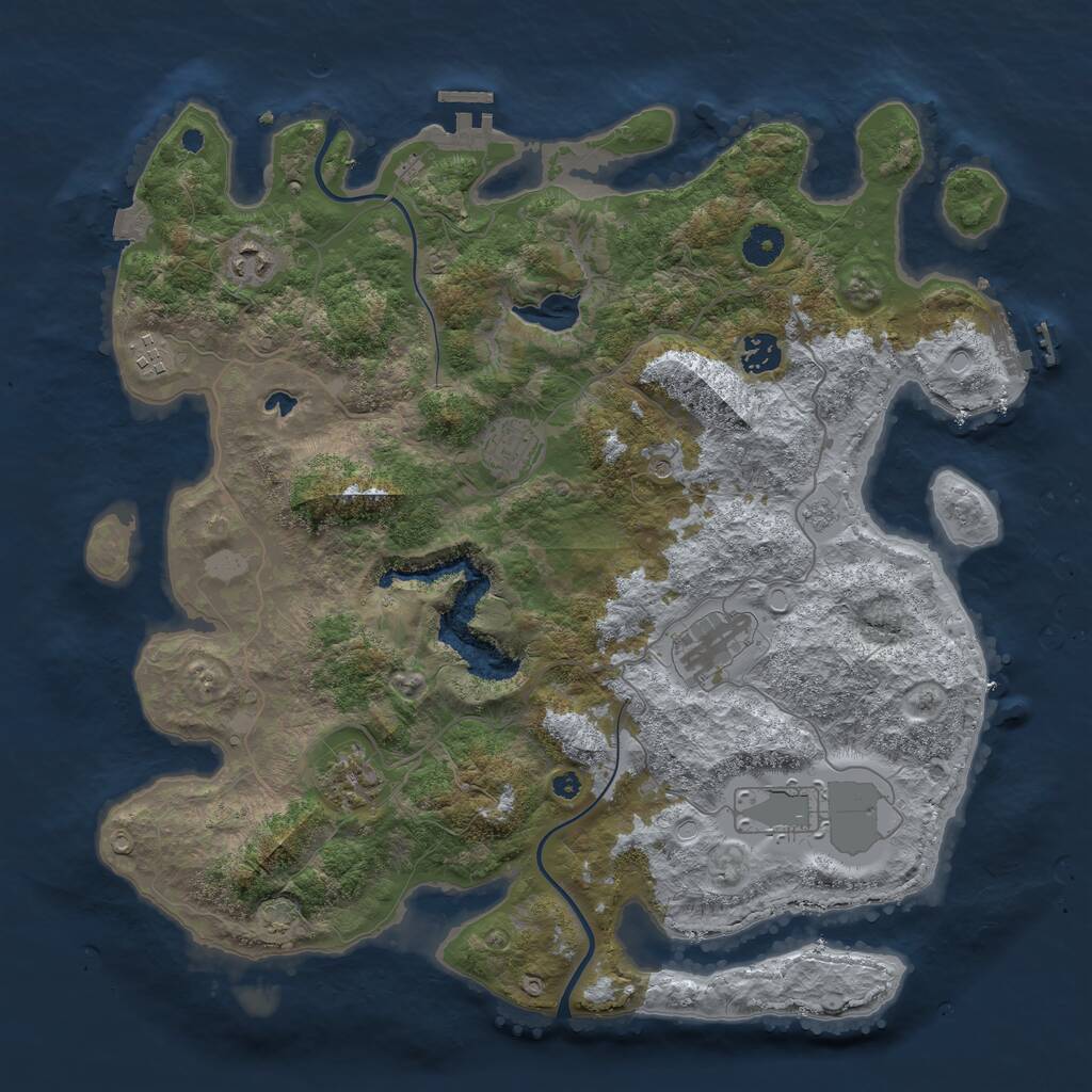 Rust Map: Procedural Map, Size: 4000, Seed: 2461503, 13 Monuments