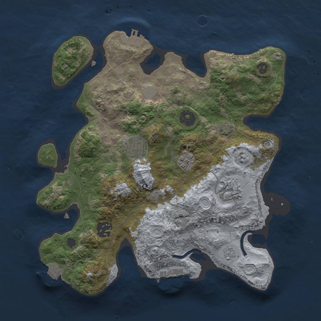 Rust Map: Procedural Map, Size: 3000, Seed: 588891439, 11 Monuments