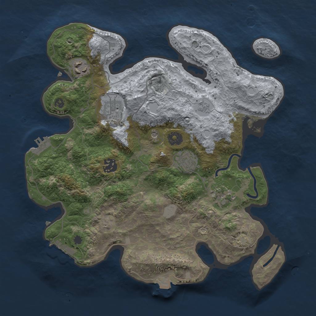 Rust Map: Procedural Map, Size: 3200, Seed: 55550, 13 Monuments