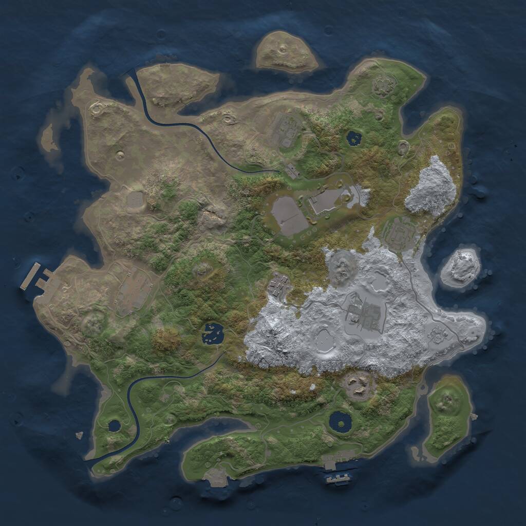 Rust Map: Procedural Map, Size: 3500, Seed: 659214213, 13 Monuments