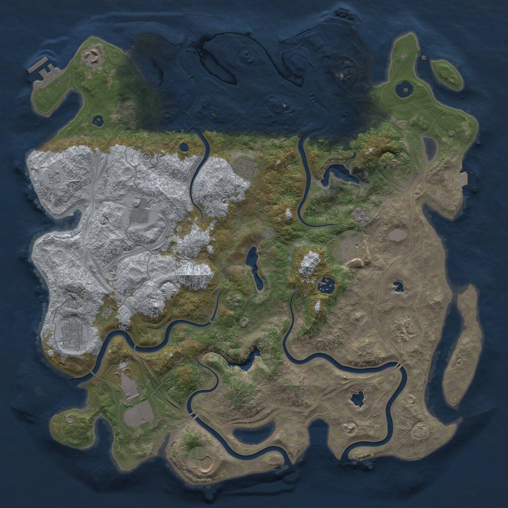 Rust Map: Procedural Map, Size: 4500, Seed: 1225901088, 16 Monuments