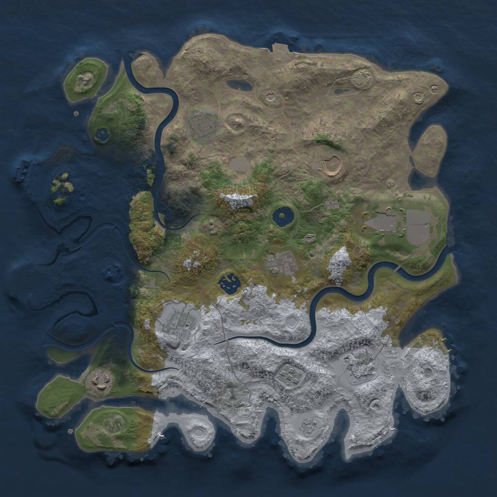 Rust Map: Procedural Map, Size: 3700, Seed: 2009227084, 15 Monuments