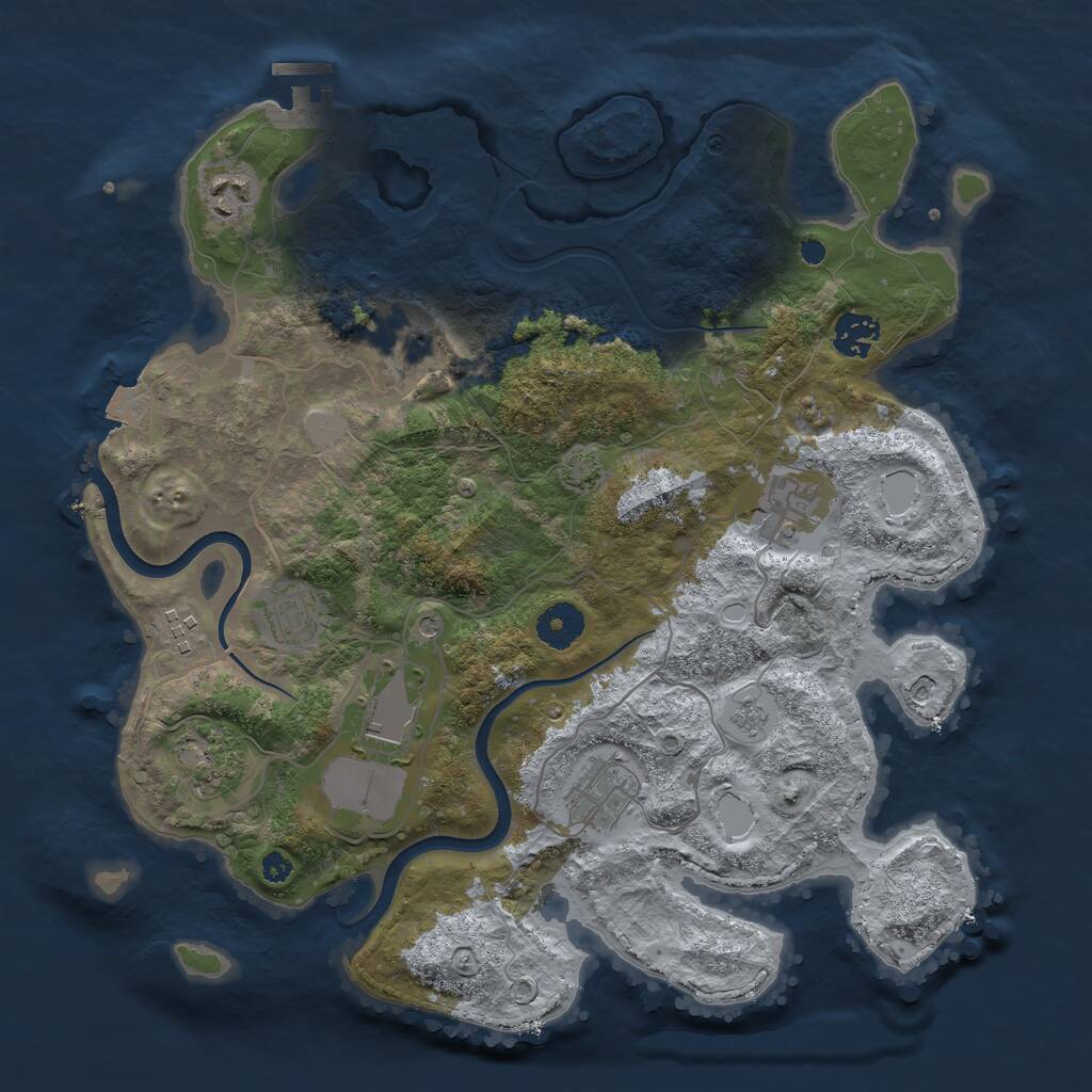 Rust Map: Procedural Map, Size: 3600, Seed: 271552216, 14 Monuments