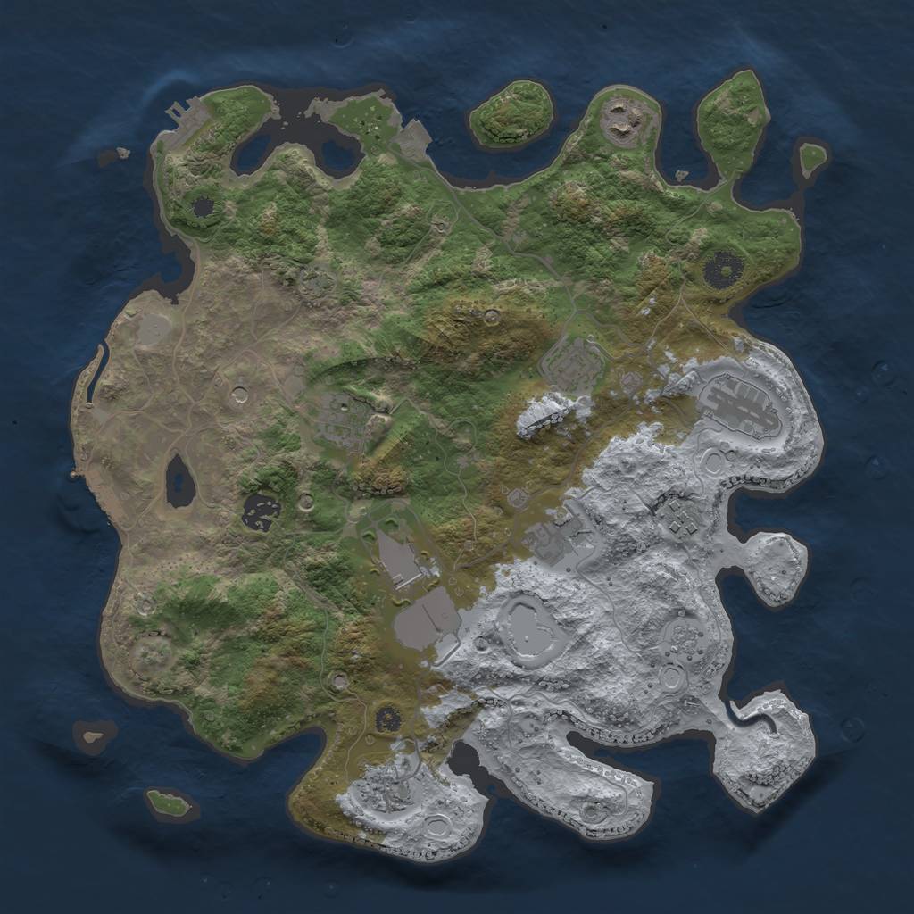 Rust Map: Procedural Map, Size: 3600, Seed: 271552216, 17 Monuments