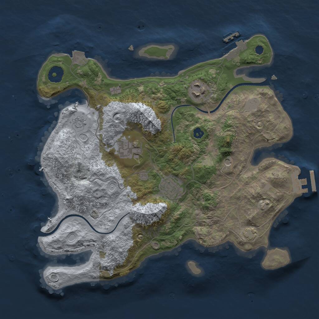 Rust Map: Procedural Map, Size: 3000, Seed: 1061994321, 9 Monuments