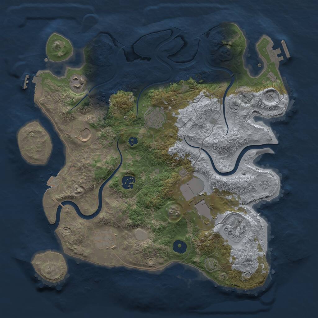 Rust Map: Procedural Map, Size: 3500, Seed: 627803979, 14 Monuments