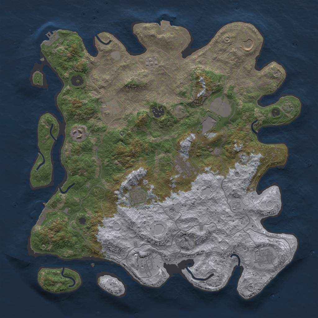 Rust Map: Procedural Map, Size: 4000, Seed: 44017009, 18 Monuments