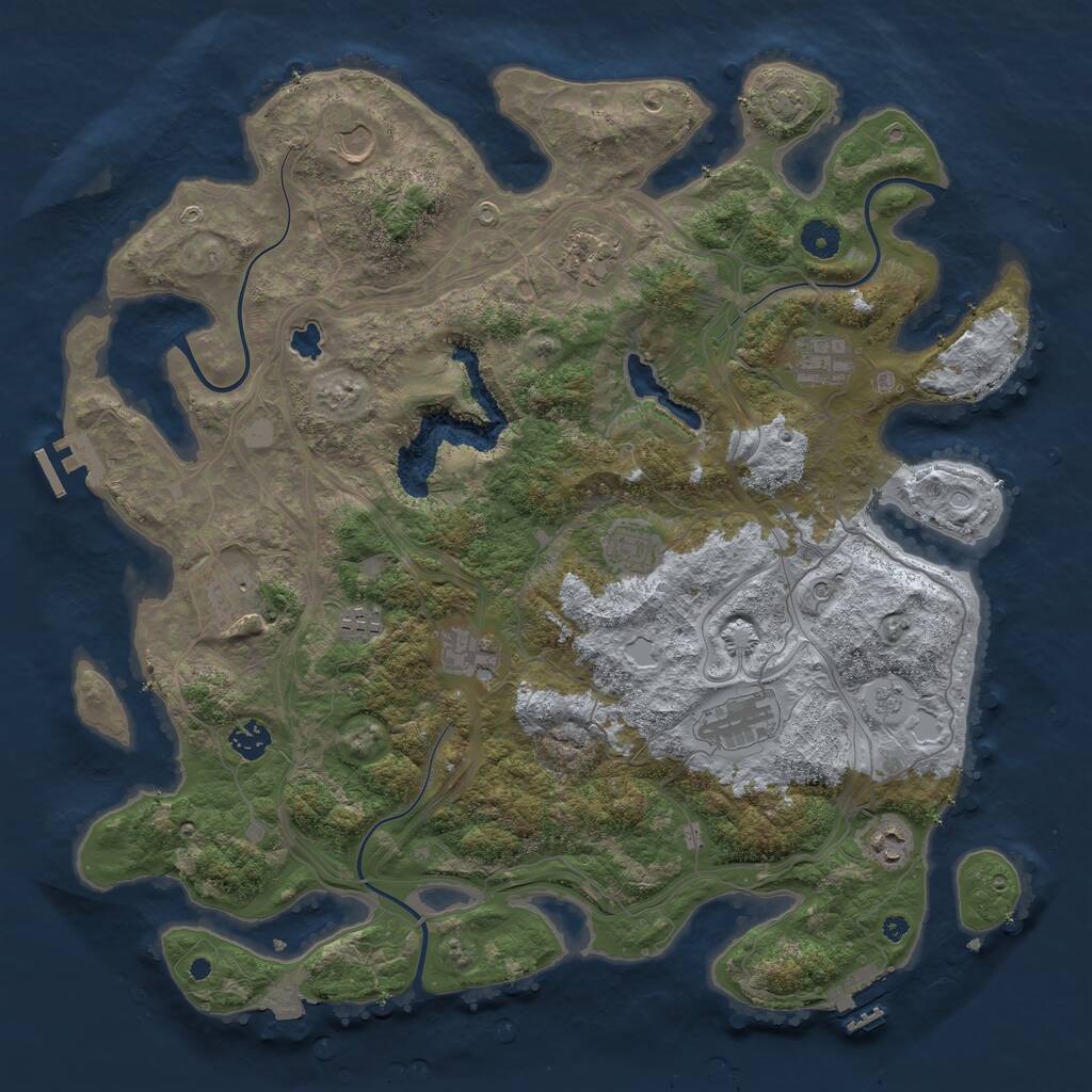 Rust Map: Procedural Map, Size: 4250, Seed: 697841668, 16 Monuments