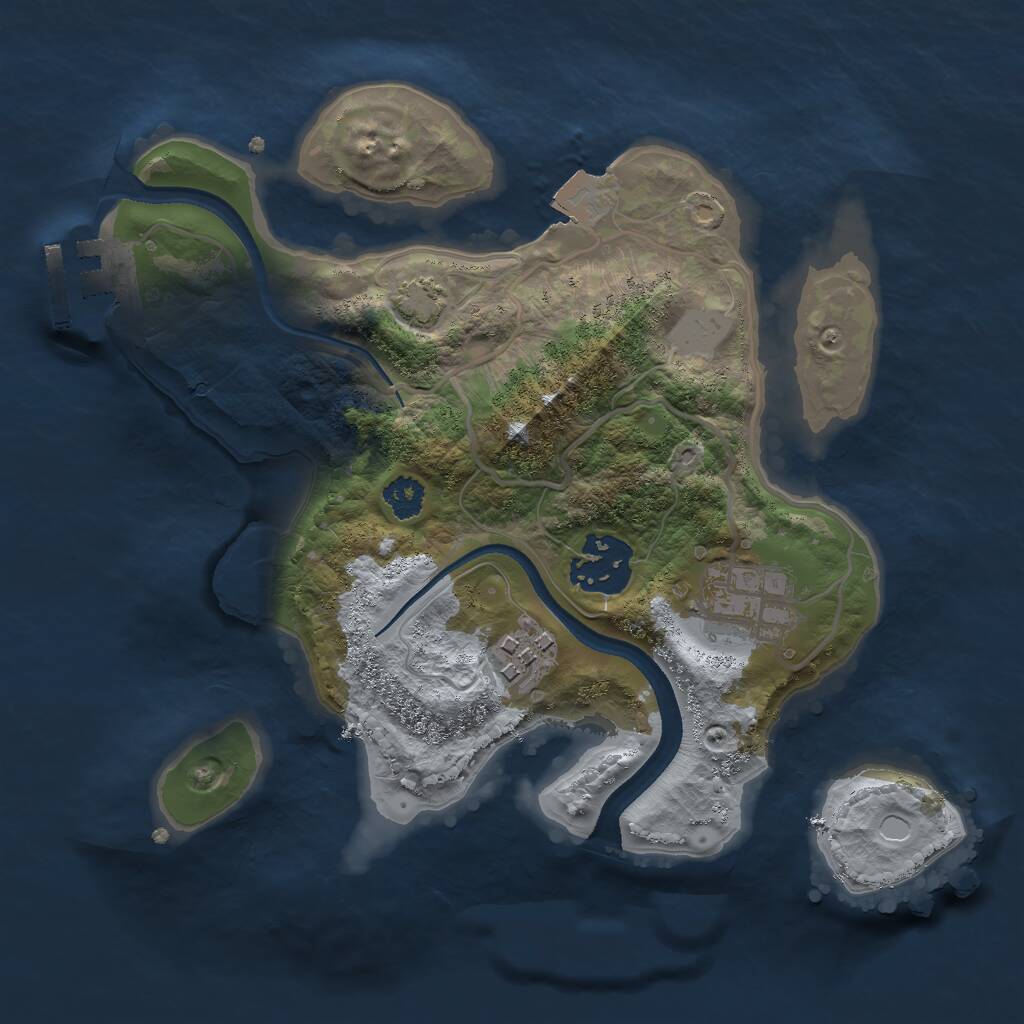 Rust Map: Procedural Map, Size: 2500, Seed: 13456, 6 Monuments