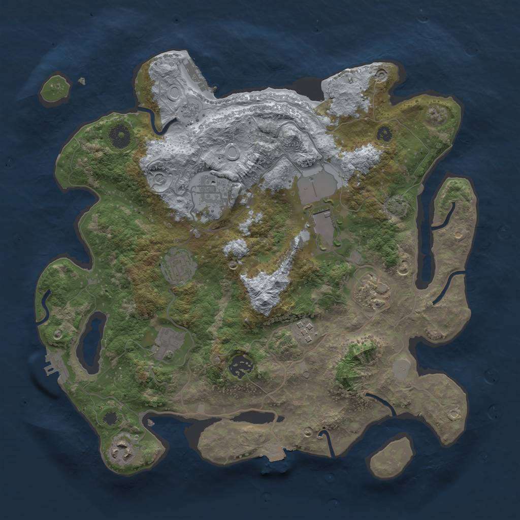 Rust Map: Procedural Map, Size: 3500, Seed: 159126731, 16 Monuments
