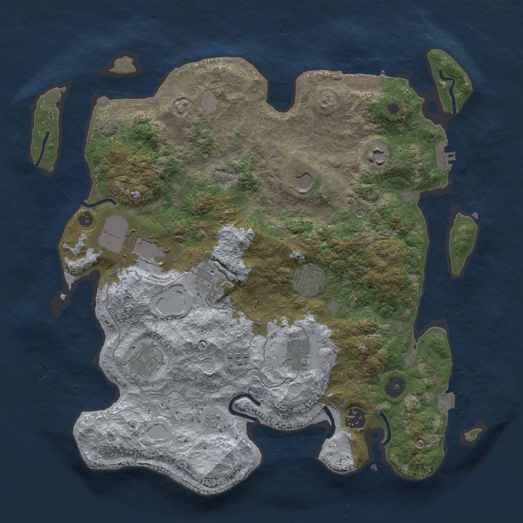 Rust Map: Procedural Map, Size: 3800, Seed: 585082385, 17 Monuments