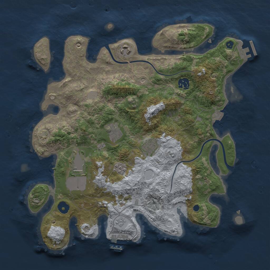 Rust Map: Procedural Map, Size: 3500, Seed: 1152078909, 12 Monuments