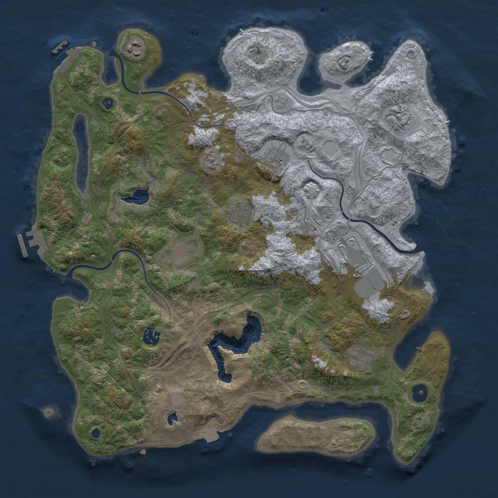 Rust Map: Procedural Map, Size: 4300, Seed: 77038747, 14 Monuments
