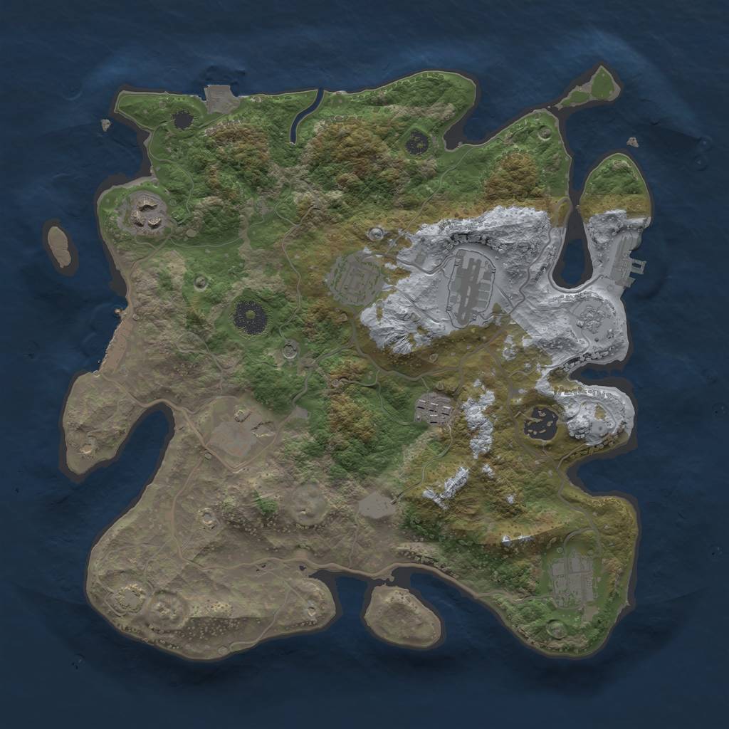 Rust Map: Procedural Map, Size: 3250, Seed: 1682183850, 15 Monuments